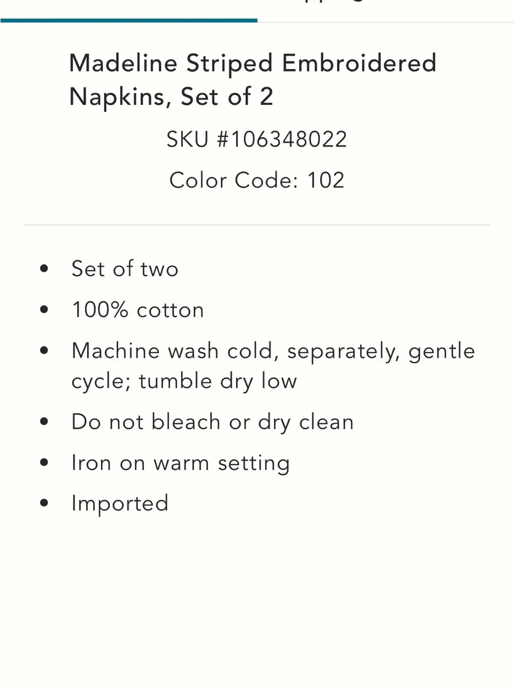 Anthropologie Madeline Embroidered Napkins (set of 2)